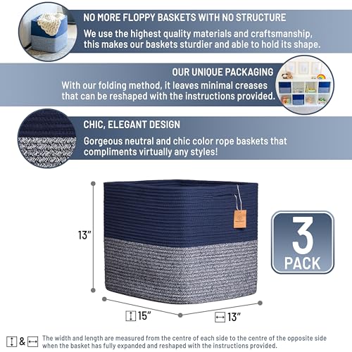 13x15x13 Kallax Storage Cubes Bins (Dark Blue & Mixed Dark Blue / 15 x 13 x 13 (Kallax))