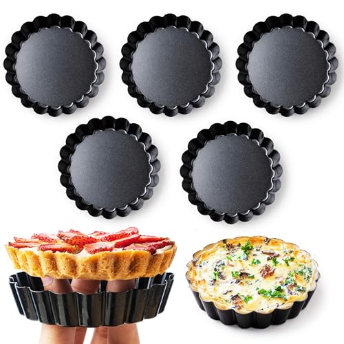 8 Pack Mini Tart Pans 4 Inch with Removable Bottom Round Nonstick Deep Quiche Pan (4 Inch)