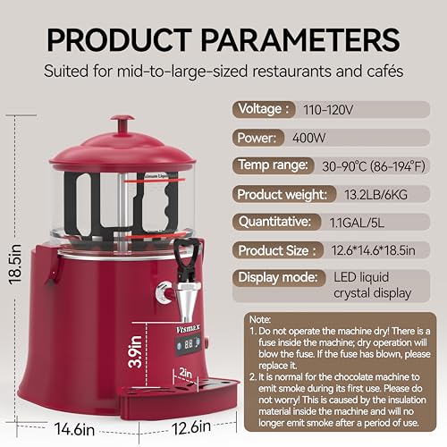 Commercial Hot Chocolate Machine (5L / Red)