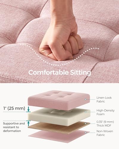 43.3 Inches Folding Storage Ottoman Bench (Jelly Pink / 15"D x 43"W x 15"H (without Flipping Lid))