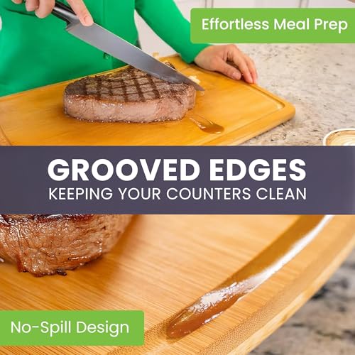 Extra Large Bamboo Cutting Board Set of 2 (Glue-Free Surface - Round)