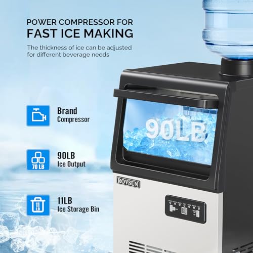 90LBS 24H Ice Maker Machine with 2 Water Inlets (90LB)