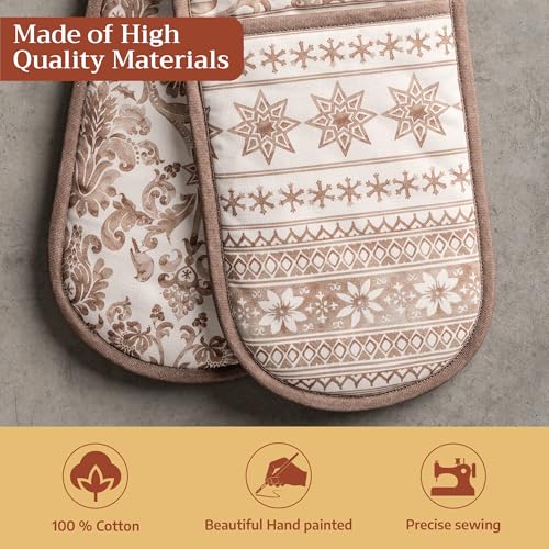 Double Oven Mitts 100% Cotton Double Oven Glove (121 - Allure / 7" x 35" (Double Oven Mitt))