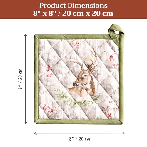 Pot Holders 100% Cotton Potholders (091 - Mountain Life / 8" x 8" (Pot Holder Pack of 1))
