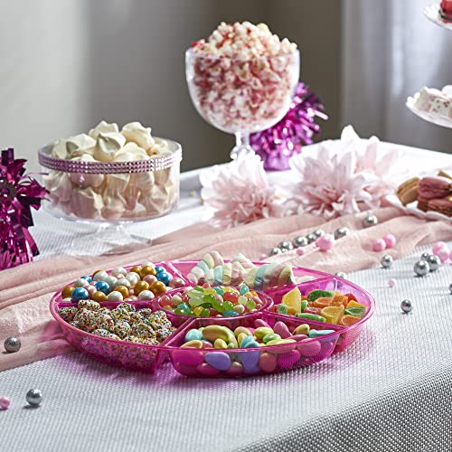 6 Sectional Round Plastic Serving Tray (Pink)