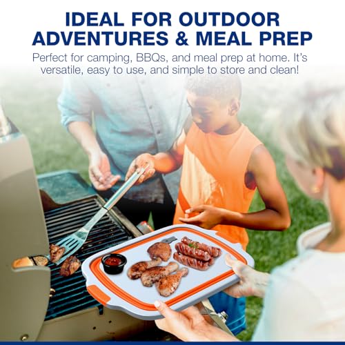 2 Pack XL Collapsible BBQ Prep Tub with Built (Orange)