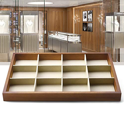 Solid Wood Jewelry Tray (Creamy-white 12 grid tray)