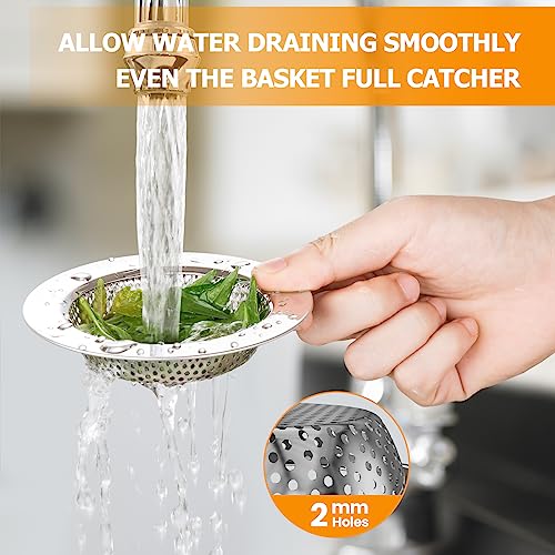 2PCS Kitchen Sink Stopper and Kitchen Sink Drain Strainer (Silver)