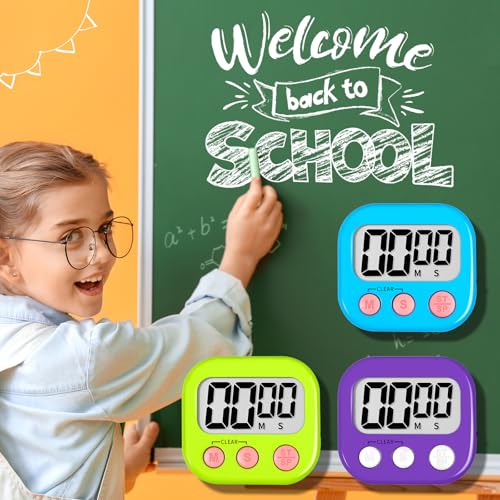 Digital Kitchen Classroom Timers for Kids Cooking 6pcs Blu Grn Pur (6 Count)