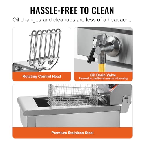 Commercial Deep Fryer (Upgraded with Timer & Oil Filtration / Single Fryer)