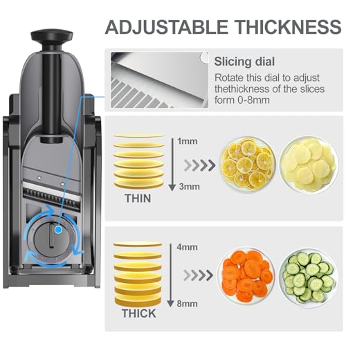 Safe Mandoline Slicer for Kitchen (Black)