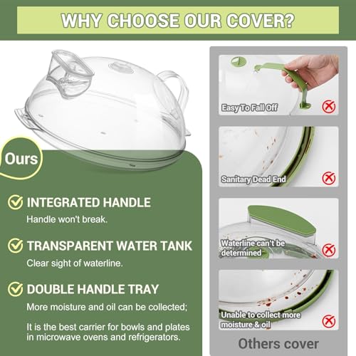 10" Clear Microwave Splatter Cover Water Steamer Integrated Handle (10.5 inches (with water steamer) / Clear)