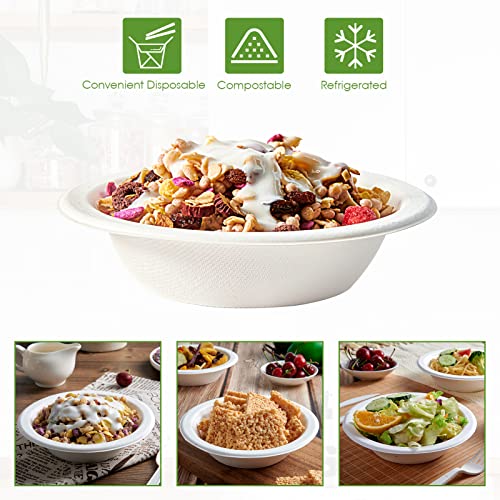200 Pack 12 OZ Compostable Paper Bowls (12 oz White)