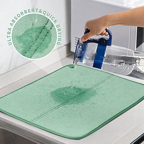 Dish Drying Mats 2 Pack (14''X17'' / 2 Pack Light Green)