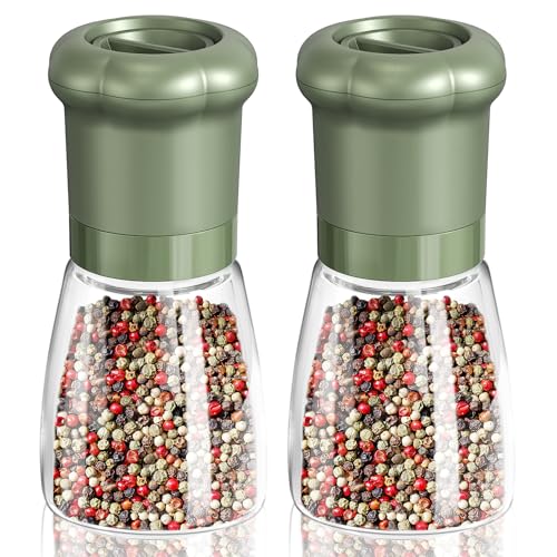 Manual Salt and Pepper Grinder Set For Professional Chef (Short Set - Green)