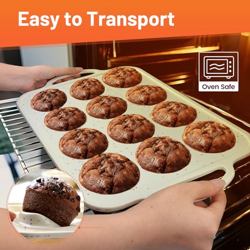 2Pack Silicone Muffin Pan for Baking with Metal Reinforced Frame (Standard)