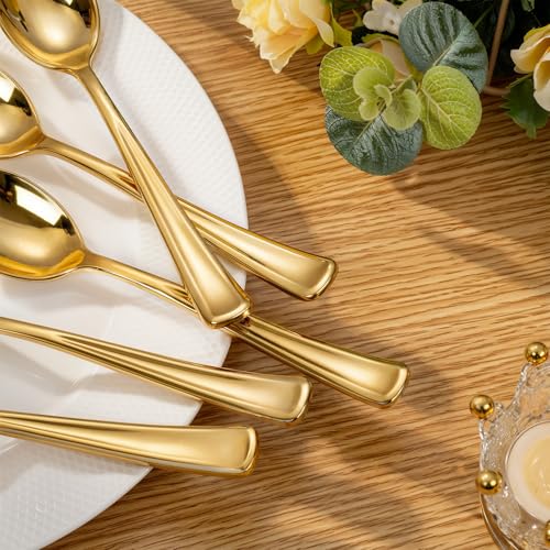 200 Pack Gold Plastic Spoons (Spoon Gold)