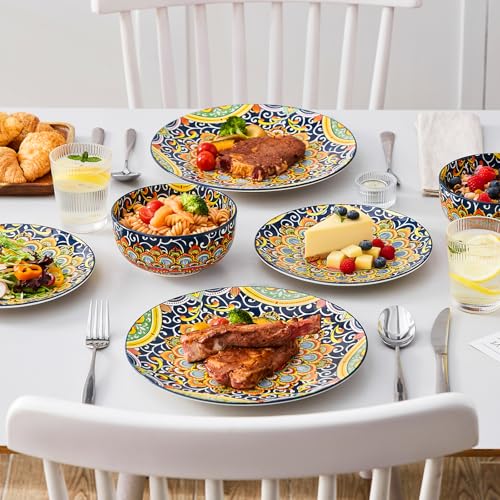12 Pieces Dinnerware Sets (Service for 4 (12 Pcs) / Bohemian Dark Green)