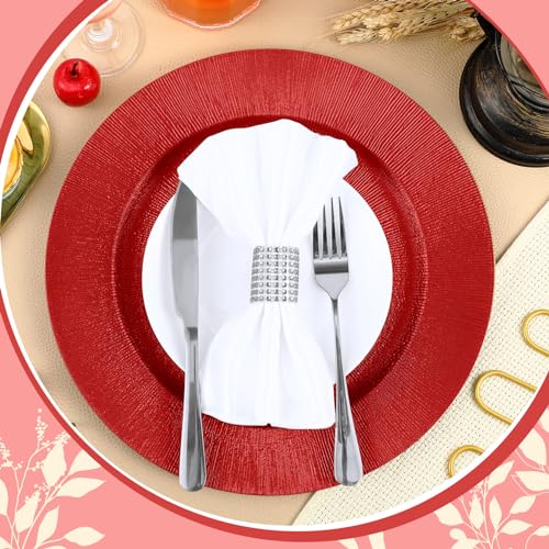 12 Pcs Red Chargers Bulk (Modern Style / Red)