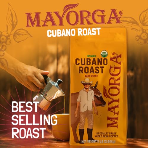 Dark Roast Coffee 5lb bag Cubano Roast 100% Arabica Café Whole Coffee Beans (80 Ounce (Pack of 1))