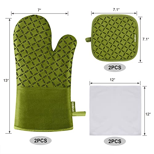 Oven Mitts and Pot Holders 6pcs Set (Olive Drab)