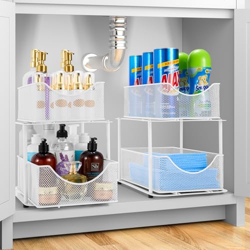 Pull Out Under Sink Organizer (2 Pack / White)