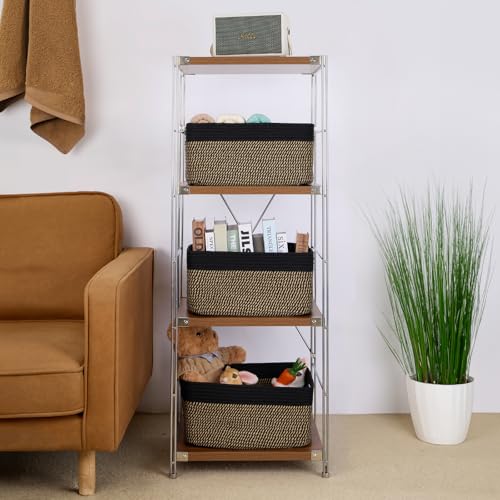 Large Storage Baskets for Organizing (4pcs-L17×W13×H7.5" / Woven Brown)