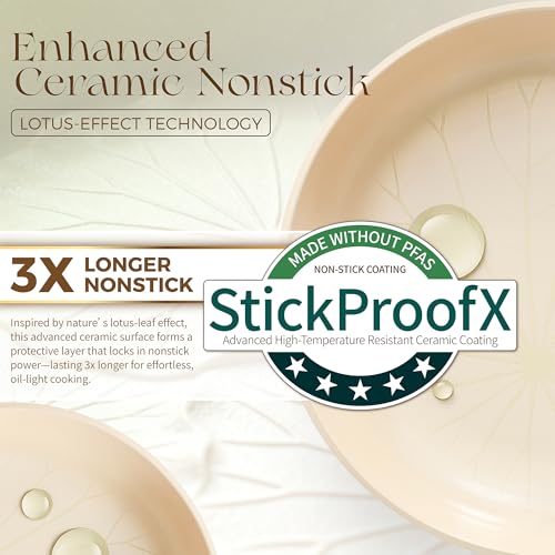 Nonstick Ceramic Frying Pan with Lid (10" W/Lid / Coconut White)