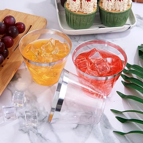 100PCS Silver Plastic Cups (9-Silver-100)