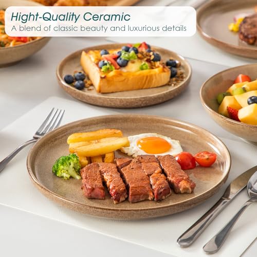 ANYA 24 Pieces Plates and Bowls Set (Caramel / 24 Pcs (Service for 6))