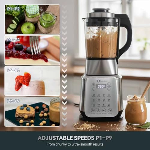 1500W Professional Glass Blender for Kitchen (Stainless Steel Silver)