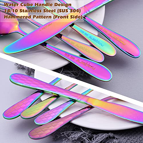 Hammered Silverware Set 20 Pieces (Rainbow)