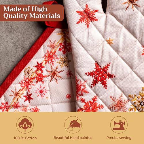 100% Cotton Oven Mitt & Pot Holder Set (082 - Crystal Star / 7.5" x 13" & 8" x 8" (Oven Mitt & Pot Holder))
