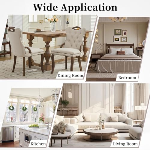 Beige Velvet Upholstered Dining Chairs Set of 6 (Warm Beige)