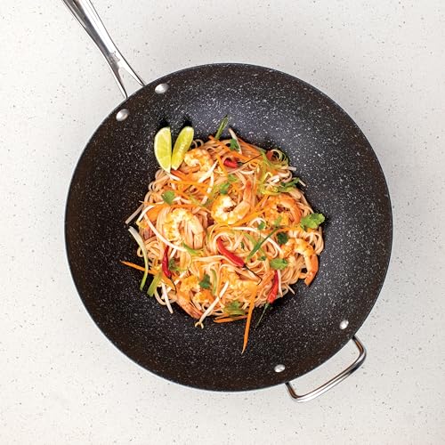Basalt Aluminized Steel Spun Wok (14-Inch / Nonstick Ceramic Coating)