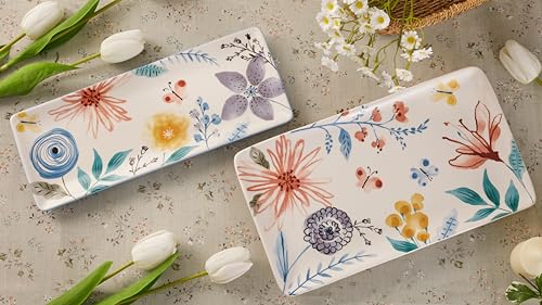Blossom Symphony Ceramic 14 inch Rectangular Serving Platter (Blossom Symphony)