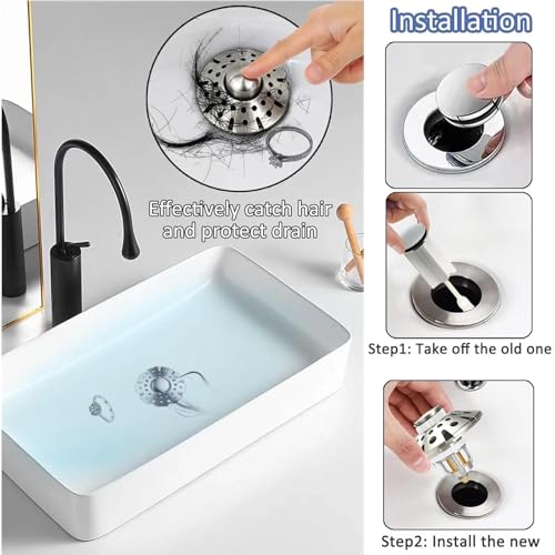 Bathroom Sink Drain Strainer (Brushed Nickel)
