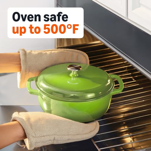 Enameled Cast Iron Dutch Oven Pot with Lid (Green / 6-Quart)
