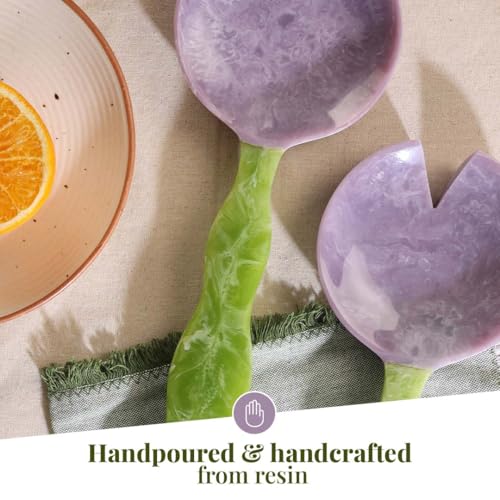 Lavender Sage Resin Salad Servers Set of 2 (12 inches / Lavender & Sage)