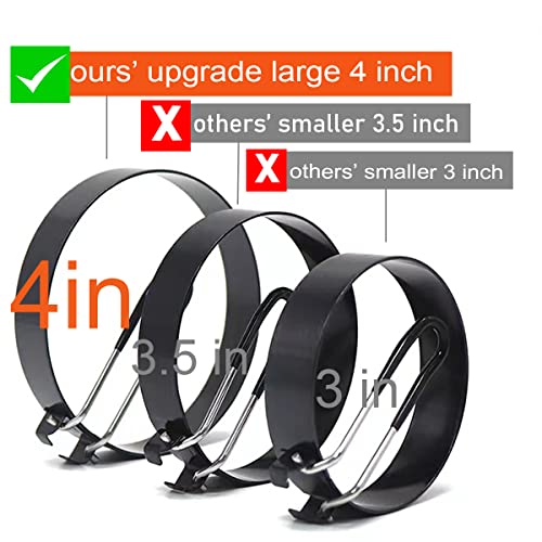 Upgrade 4'' Large Egg Rings Set (Black 4 pcs of 4” with accessories)