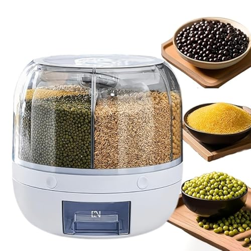Rotating Grain Storage Bin 6 Grids Rice Container One (Large)