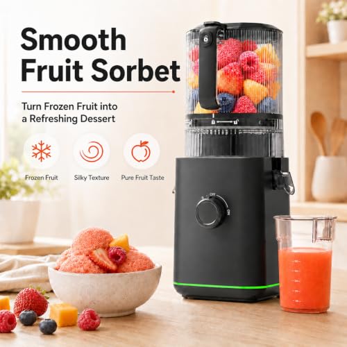 Aobosi 3-in-1 Juicer Machines, 6.5" Oversized Wide Feed Chute for Whole Fruits & Vegetables, 600 Max Cold Press Juicer with Pre-Cutter System, Triple Filtration, 99% Juice Yield (Black)