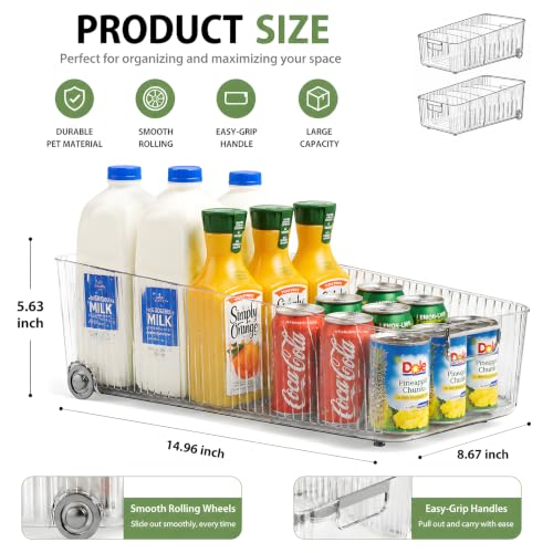 2 Pack Fridge Organizer Bins with Wheels (2 Count)
