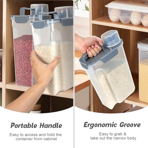 Airtight 10 Lbs Rice Storage Container Pet Dog Cat Food Holder 5 Lbs (Grey-10L)