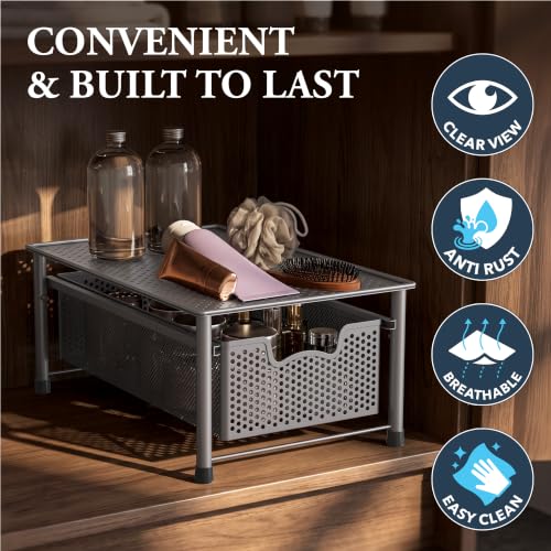 Stackable Cabinet Basket Drawer Organizer (1-Tier / Silver)