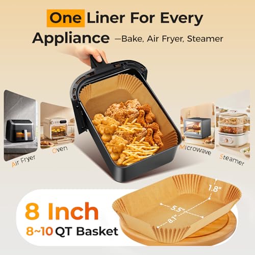125Pcs Air Fryer Liners Disposable for Dual Basket 8x5.5 Inch Rectangle (8*5.5"Rectangle)