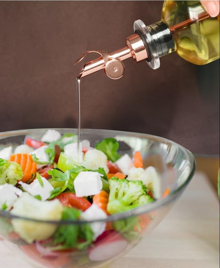 2 Pack Auto Flip Olive Oil Dispenser (2 Pourers-Rose Gold)