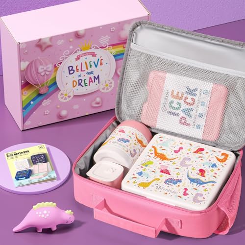 Kids Bento Snack Lunch Box with Thermo Insulated Toddler Lunch Bag