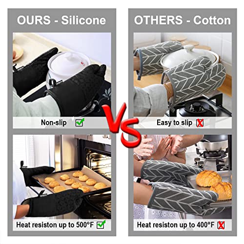 Oven Mitts and Pot Holders 6pcs Set (Black)
