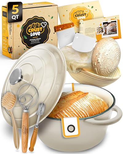 5 QT Enameled Dutch Oven for Bread Baking with Lid & Baking Set
